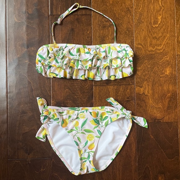 🍋 Lemon ruffle halter top bikini